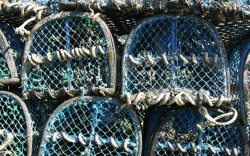 casiers de pêcheur bleus bretagne